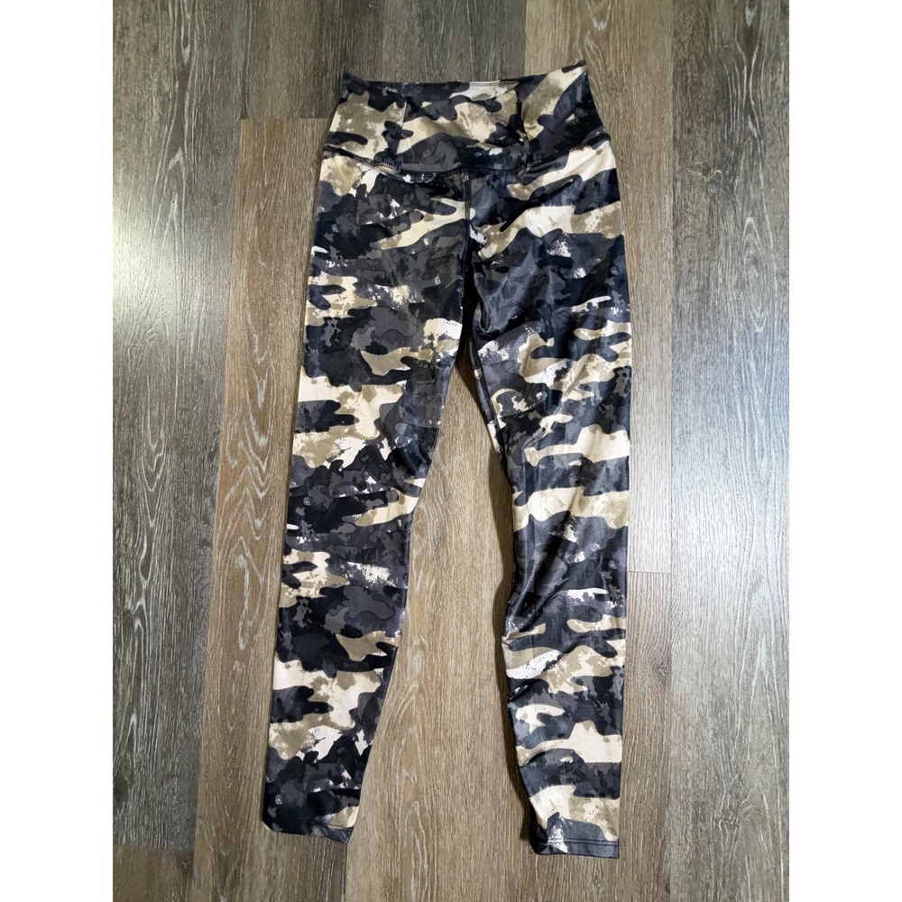 Tahari Sport Leggings Women Small Black Camo High Waisted Activewear Tights